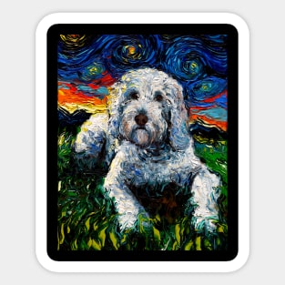 White Goldendoodle Night Sticker